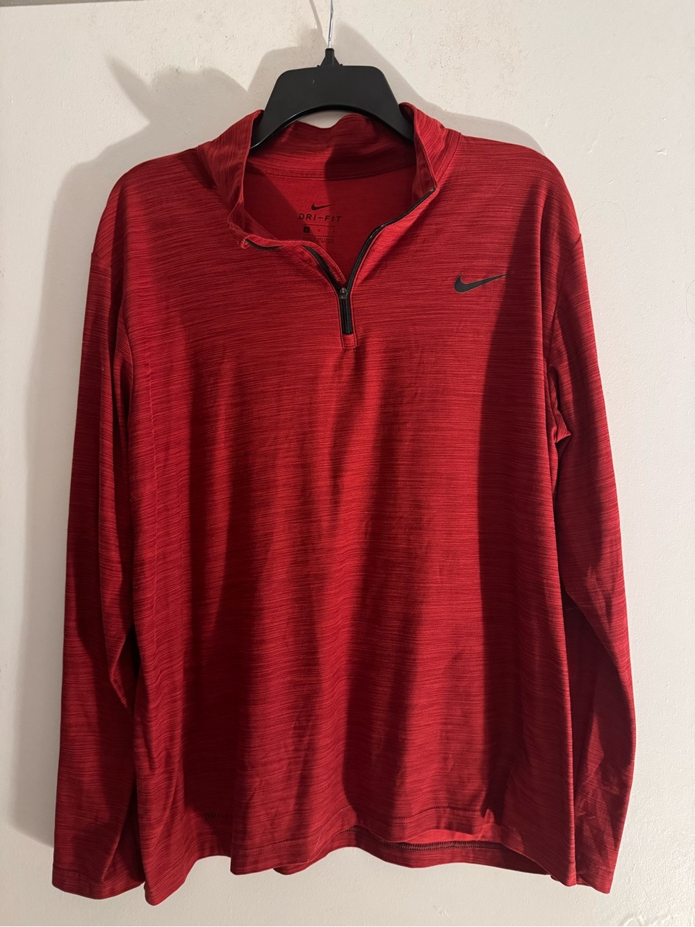 Nike Men's Red Dri-FIT Half-Zip Long Sleeve Shirt Size L